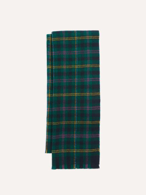 Drake's Green Tartan Check Wool Scarf