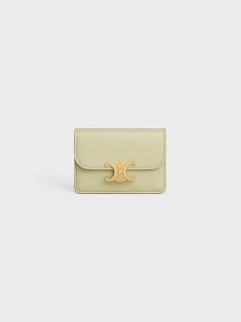 CELINE CARD HOLDER WITH FLAP TRIOMPHE in Shiny calfskin