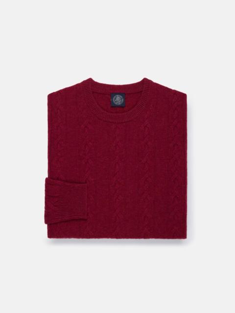 J. PRESS DARK RED LAMBSWOOL CABLE CREWNECK SWEATER