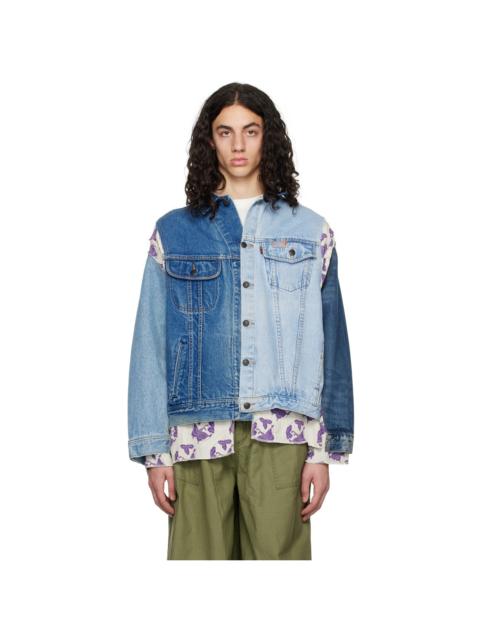 NEEDLES Blue & Off-White Paneled Denim Jacket