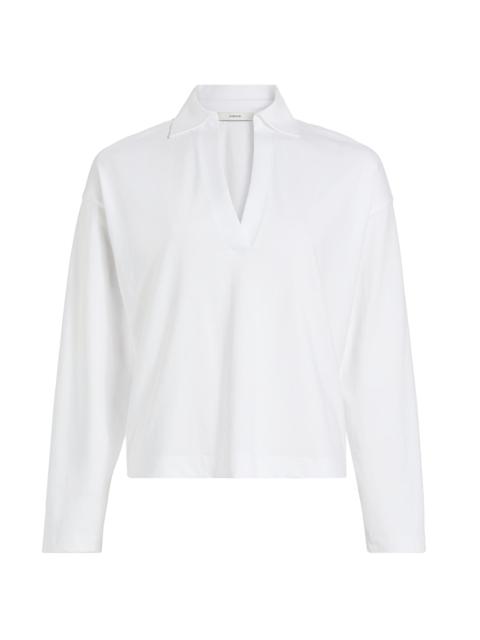 Vince Women's Cotton Long-Sleeve Polo Top - Optic White