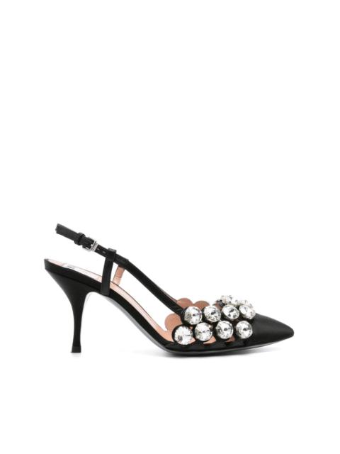 Moschino 75mm crystal-embellished satin pumps