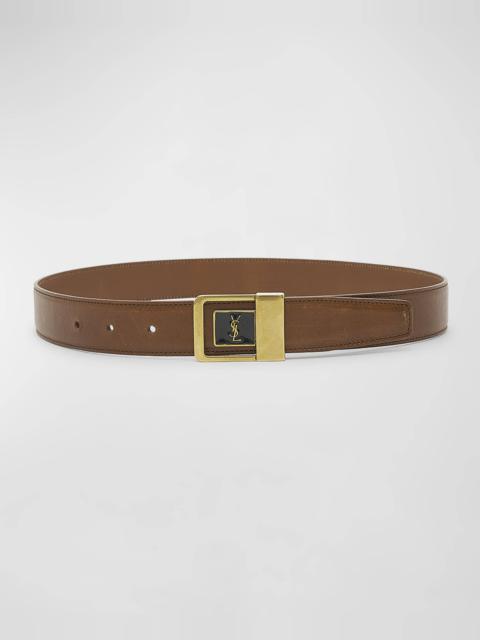 YSL Center Buckle Leather Belt