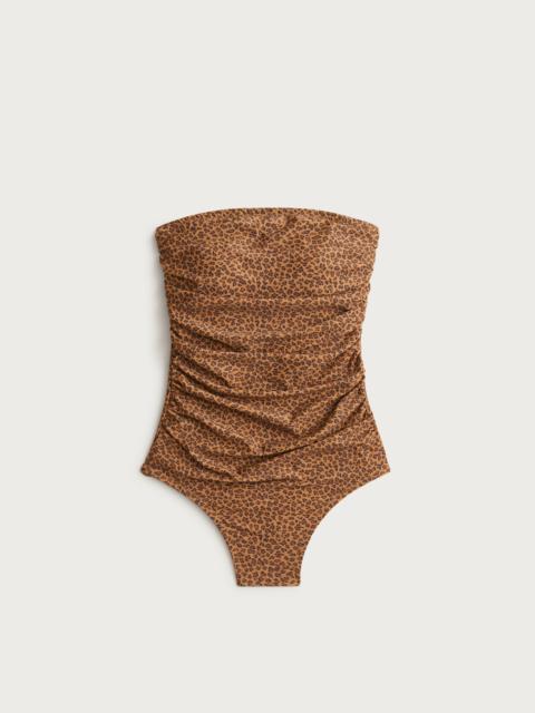 J.CREW Gemma ruched bandeau one-piece in leopard print