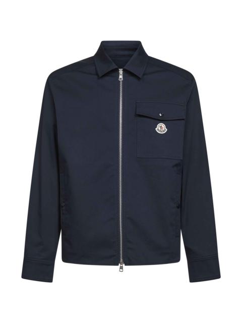 Moncler Blue stretch cotton gabardine shirt jacket