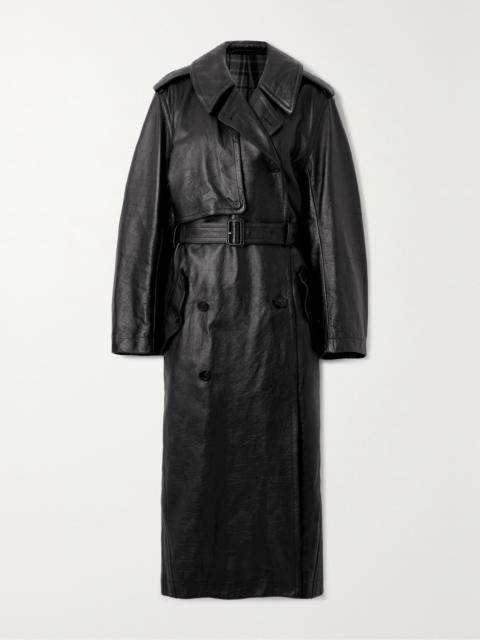 BALENCIAGA Cocoon Double-breasted Belted Leather Trench