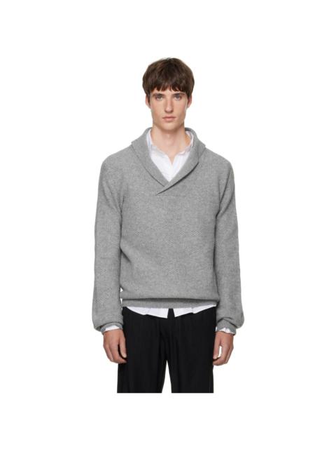 SOSHIOTSUKI Gray Shawl Collar Knit Sweater