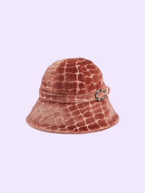 GUCCI Velvet bucket hat with tiger head