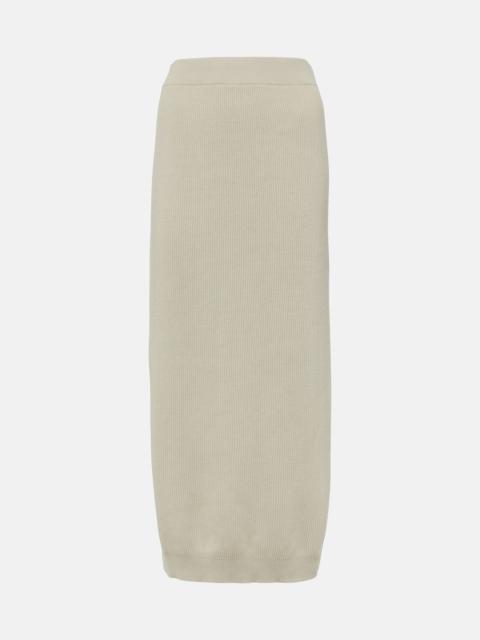 Brunello Cucinelli Ribbed-knit cotton midi skirt