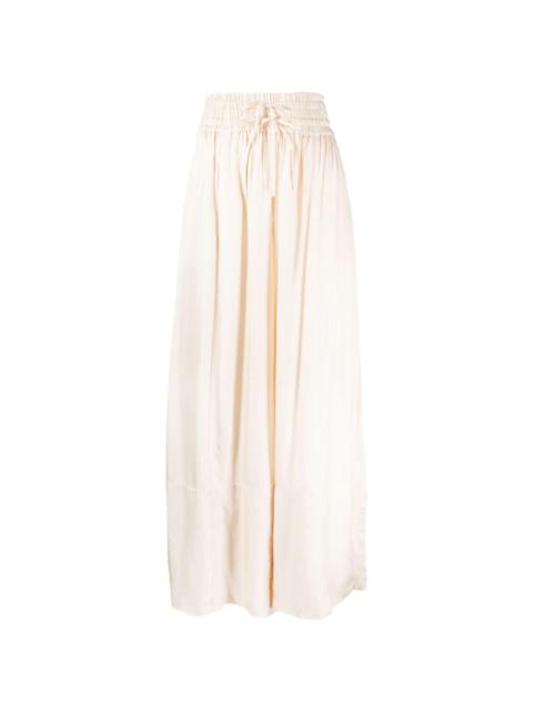 high-waisted flared palazzo trousers