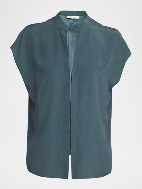 Vince Cap-Sleeve Blouse with Hidden Placket