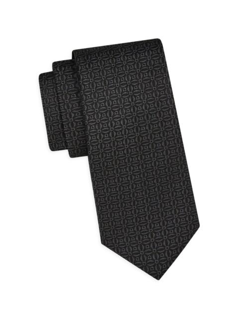 FERRAGAMO Men's Garbo Gancini Jacquard Silk Tie - Nero