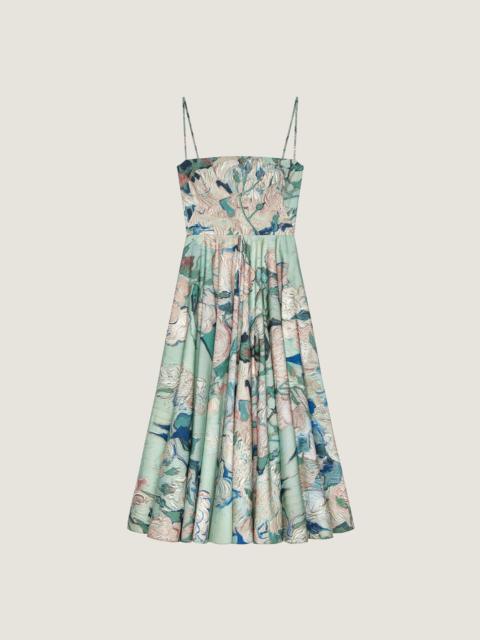 Givenchy SLICED LONG DRESS IN POPLIN WITH ROSES PRINT