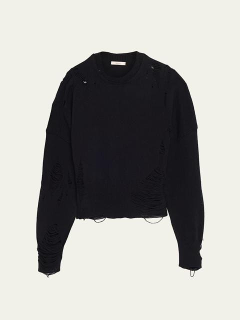HAIKURE Marcy Distressed Wool Crewneck Sweater