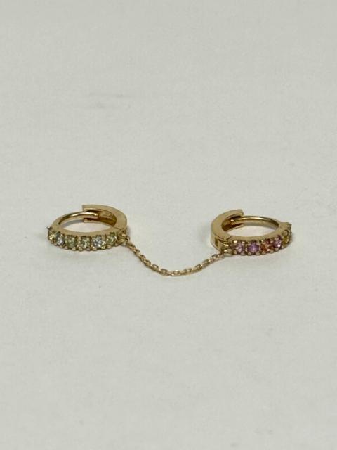 STONE AND STRAND 10K Yellow Gold Pastel Rainbow Double Huggie, Single