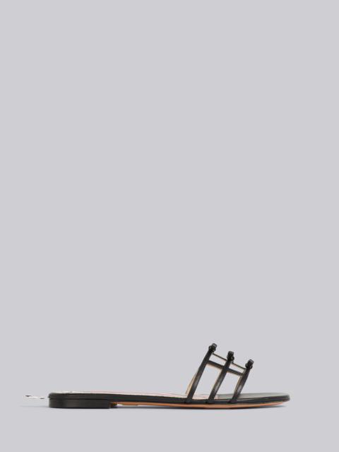 Thom Browne Black Vitello Calf Leather 3-Bow Slide Sandal