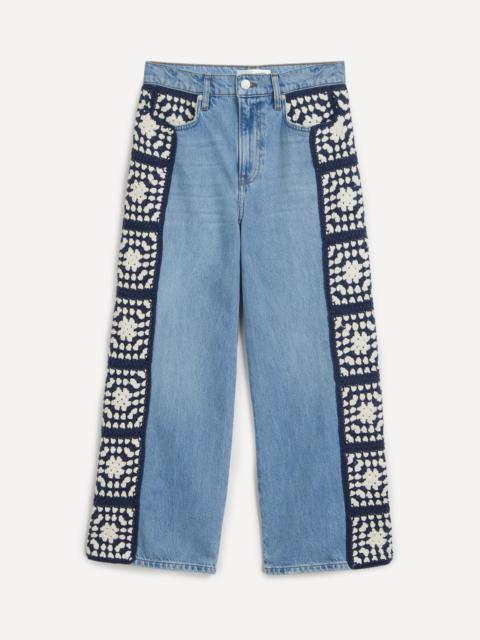 Le Jane Crop Crochet Jeans in Baines Clean