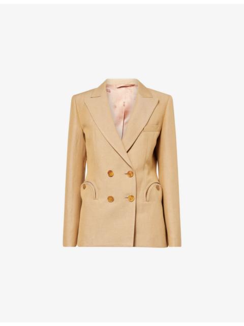 BLAZÉ MILANO Charmer Double-Breasted Linen-Blend Blazer