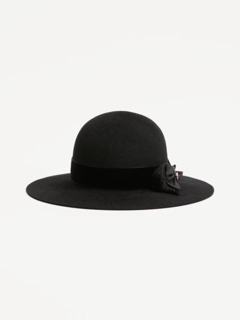 Valentino VLOGO SIGNATURE HAT IN LAPIN FABRIC AND VELVET WITH TAFFETAS BOW
