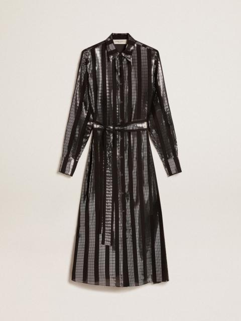 Golden Goose Black shirt dress with metallic appliqués