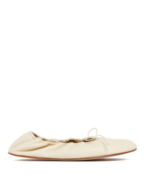 The Row White Leather Round-Toe Flats