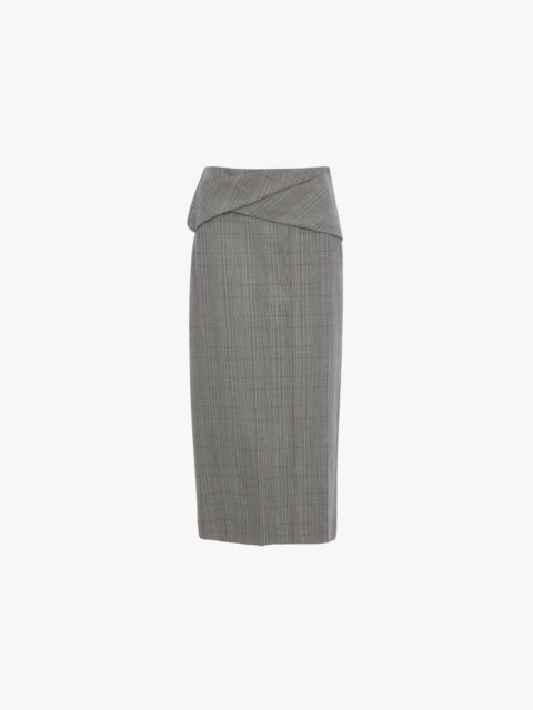 Victoria Beckham Wrap Skirt In Blue-Grey Check