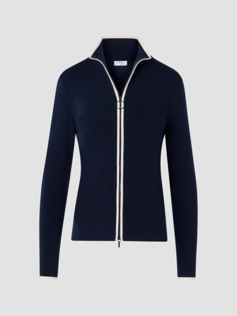 AKRIS Women's Wool Zip-Front Cardigan - Navy Cream