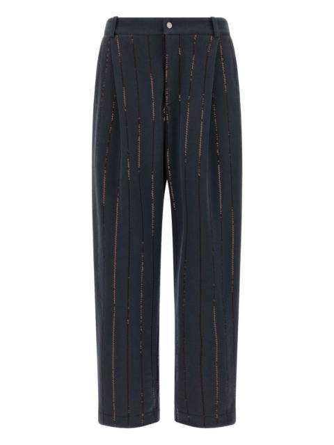 sequin-striped pinstripe trousers