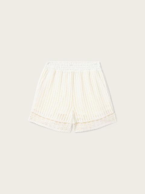ALLSAINTS ELMA MID RISE CROCHET COTTON SHORTS