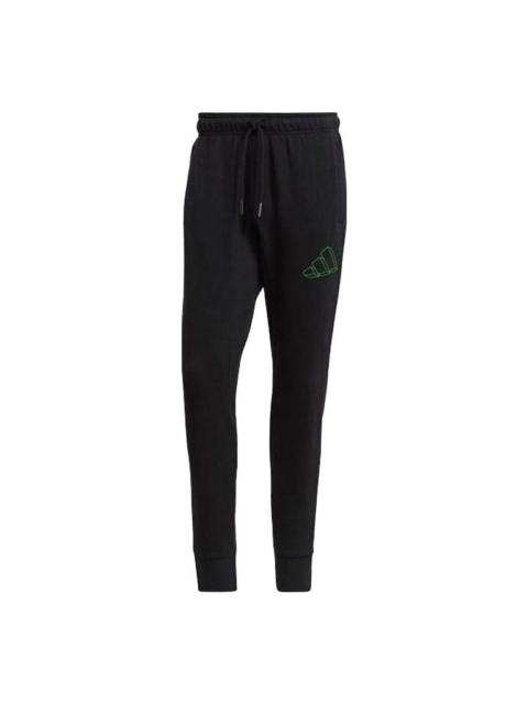 Men's adidas Solid Color Logo Printing Lacing Bundle Feet Sports Pants/Trousers/Joggers Black GM6354