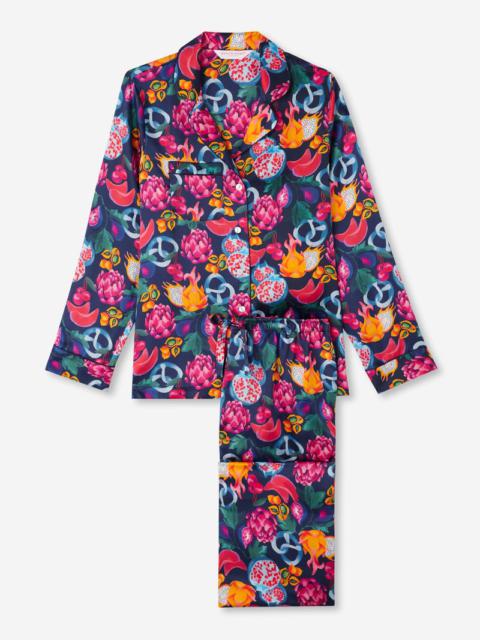 Derek Rose Women's Pyjamas Brindisi 78 Silk Satin Navy