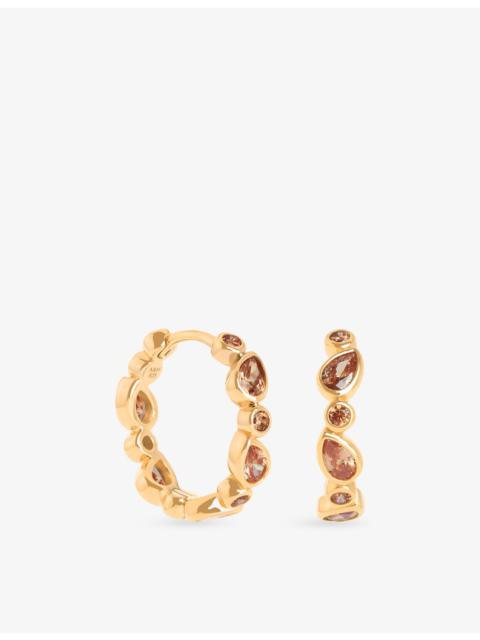 ASTRID & MIYU Sunset Pear 18ct Gold-Plated Sterling-Silver and Cubic Zirconia Hoop Earrings