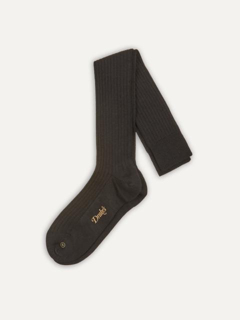 Drake's Black Wool Over-the-Calf Socks