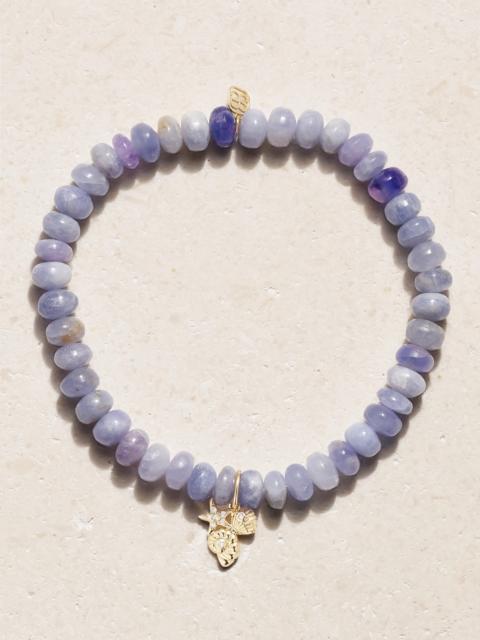 SYDNEY EVAN Small Cluster Charm 14-karat Gold, Hackmanite And Diamond Bracelet