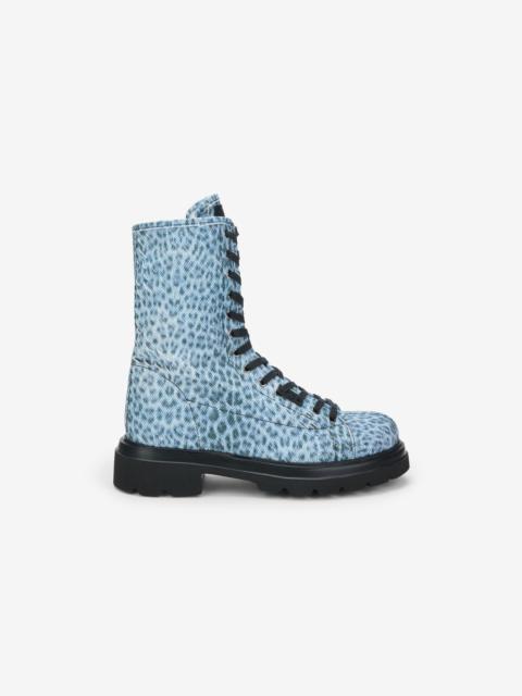 Roberto Cavalli Combat Boot with Jaguar Print