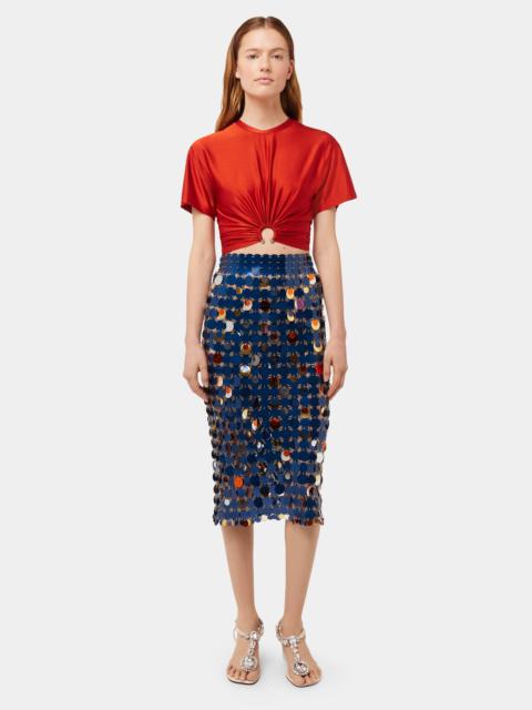 Paco Rabanne BLUE LONG SKIRT WITH SPARKLES ASSEMBLY