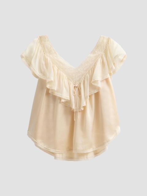 DÔEN Women's Yadira Silk Ruffle Top - Candlelight