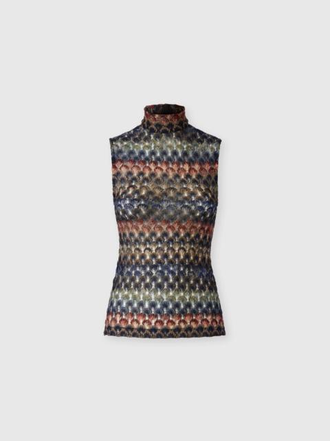 Missoni Sleeveless viscose lamé top with lace motif