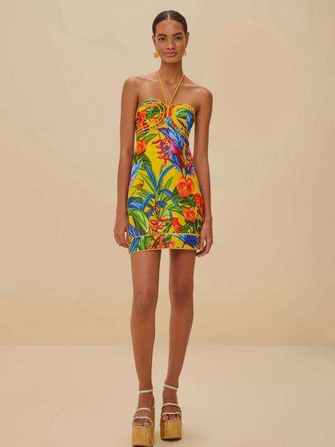 FARM RIO Bright Nature Yellow Mini Dress Sleeveless