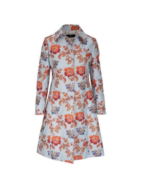 Etro floral brocade A-line coat