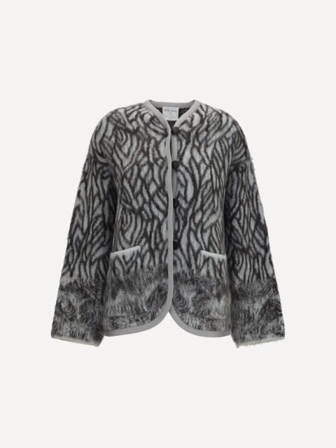 forte_forte Heron Feather motif brushed Cardigan