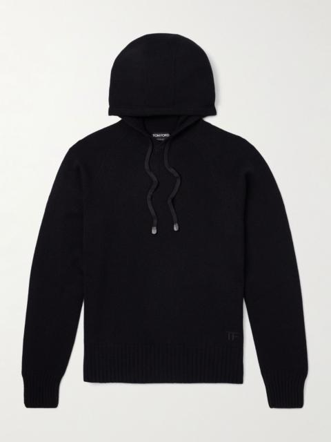 TOM FORD Logo-Embroidered Cashmere Hoodie Black