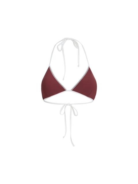 Brunello Cucinelli Women's Techno Jersey Bikini Top With Monili - Bordeaux