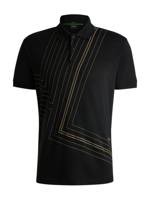 BOSS INTERLOCK-COTTON POLO SHIRT WITH FINELINE ARTWORK