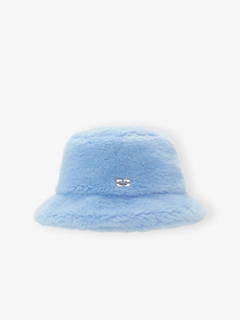 GANNI LIGHT BLUE FLUFFY TECH BUCKET HAT