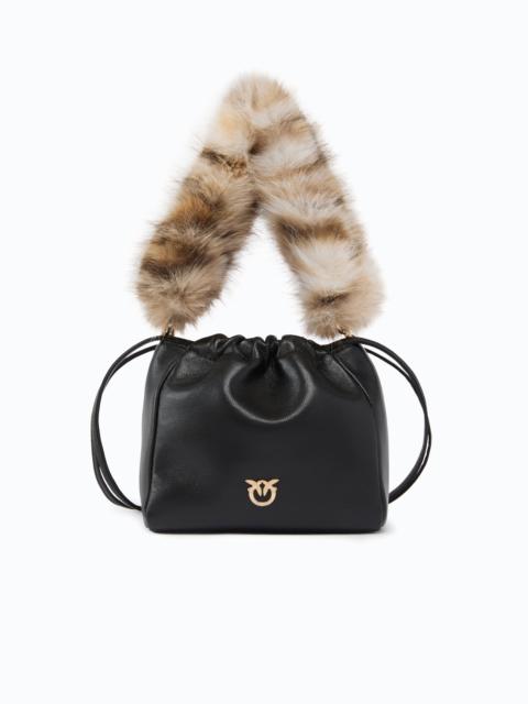 PINKO SHOULDER BUCKET BAG IN NAPPA LEATHER WITH TWO STRAPS