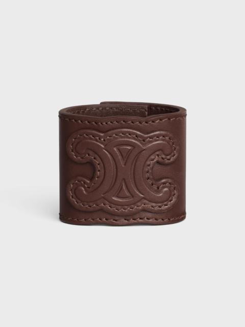 CELINE Triomphe Hair Cuff in Calfskin and Brass with Gold Finish
