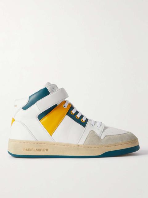 SAINT LAURENT*解放感溢れるデザイン*LAX スニーカー グリニッジ SAINT LAURENT Lax Colour-Block Leather and Suede High-Top