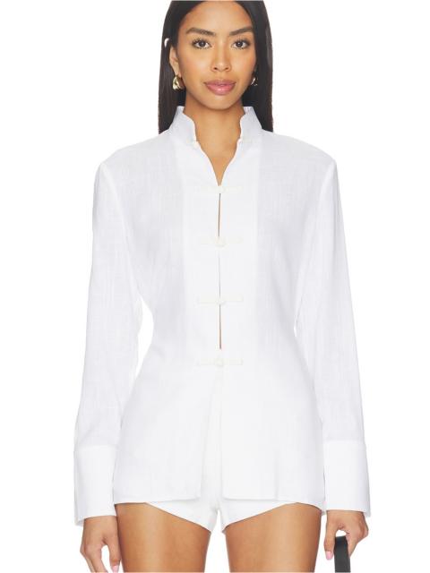SAU LEE Martina Linen Top