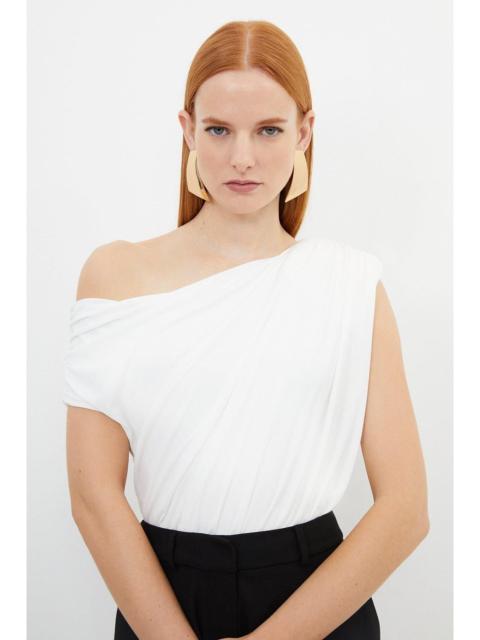 KAREN MILLEN Jersey Crepe Asymmetric Bodysuit